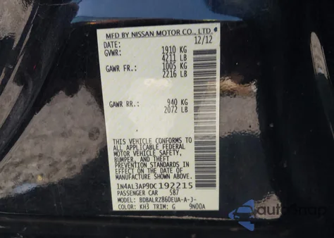 2013 Nissan Altima 2.5 S from USA, damaged, VIN 1N4AL3AP9DC192215